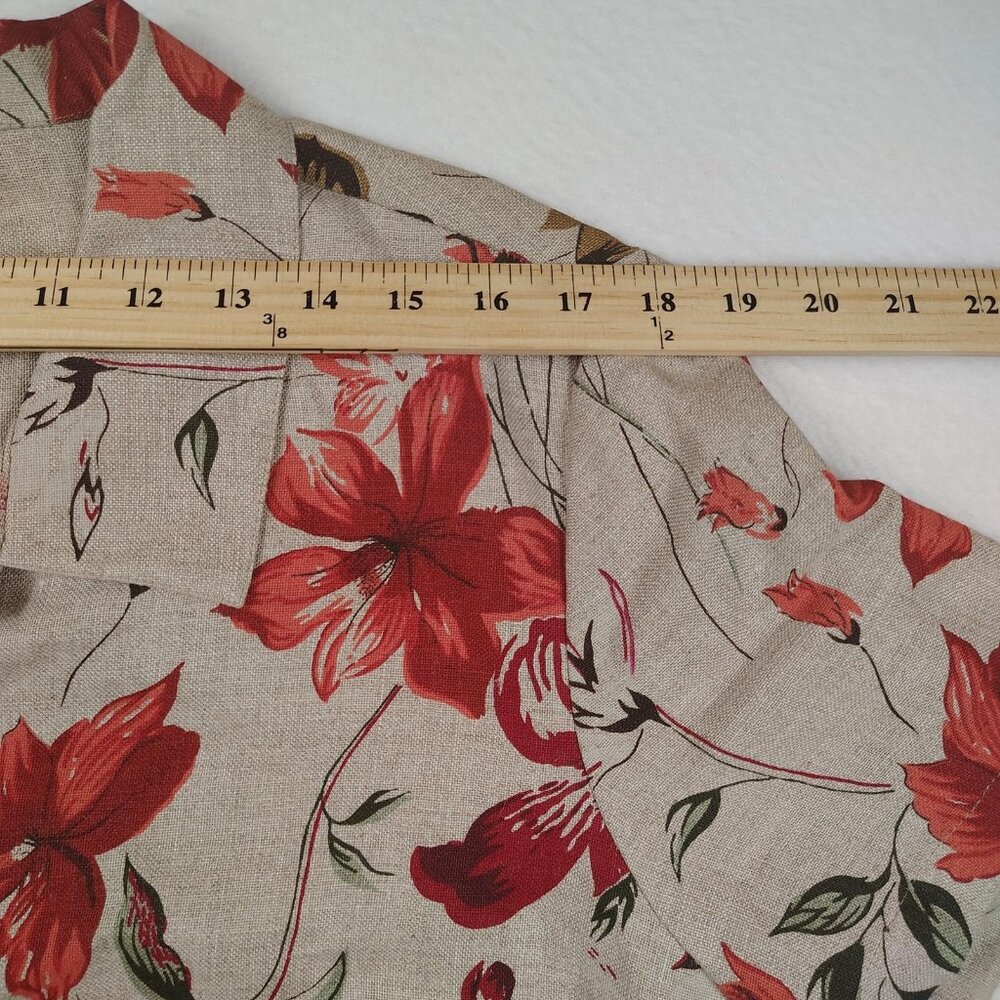 VTG Style & Co. Collection Linen Shirt Womens sz 18 Beige Flax Bali Floral - Picture 7 of 8